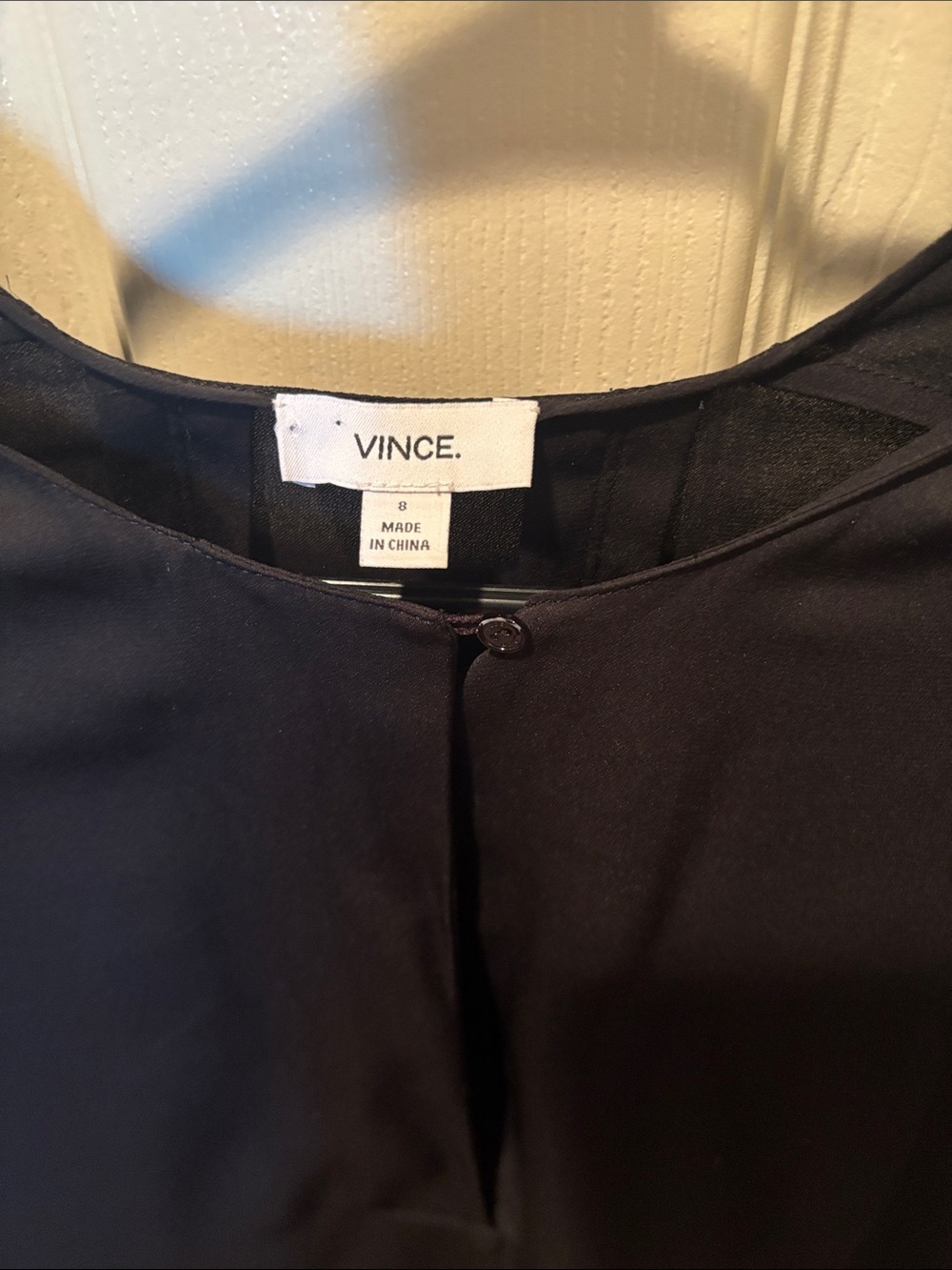 Vince Black Crepe Draped Split V-Neck Long Sleeve Blouse Top Size 8 NWOT - Picture 2 of 7